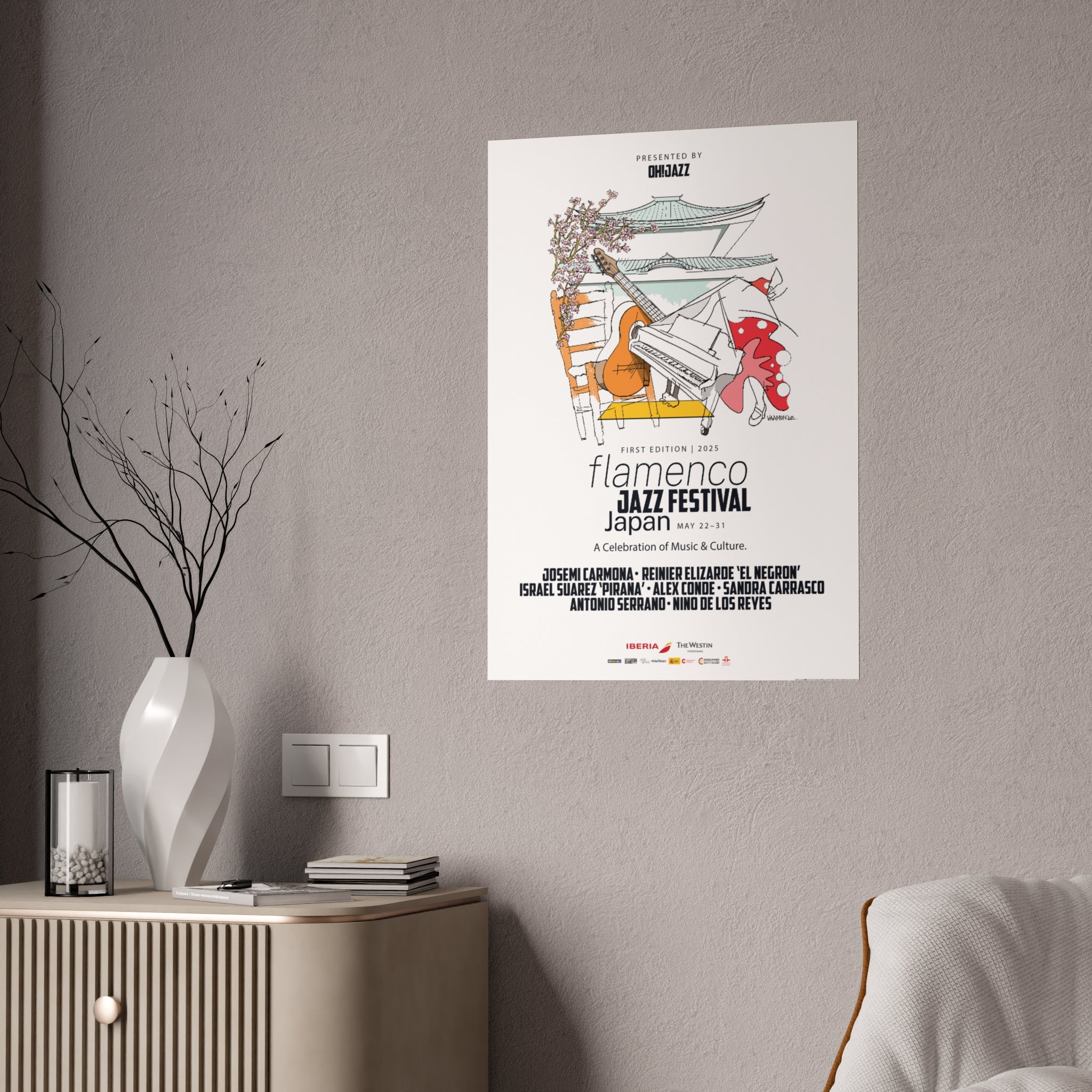 Flamenco Jazz Festival Art Print, Music Wall Decor, Jazz Lover Gift, Home Office Decor
