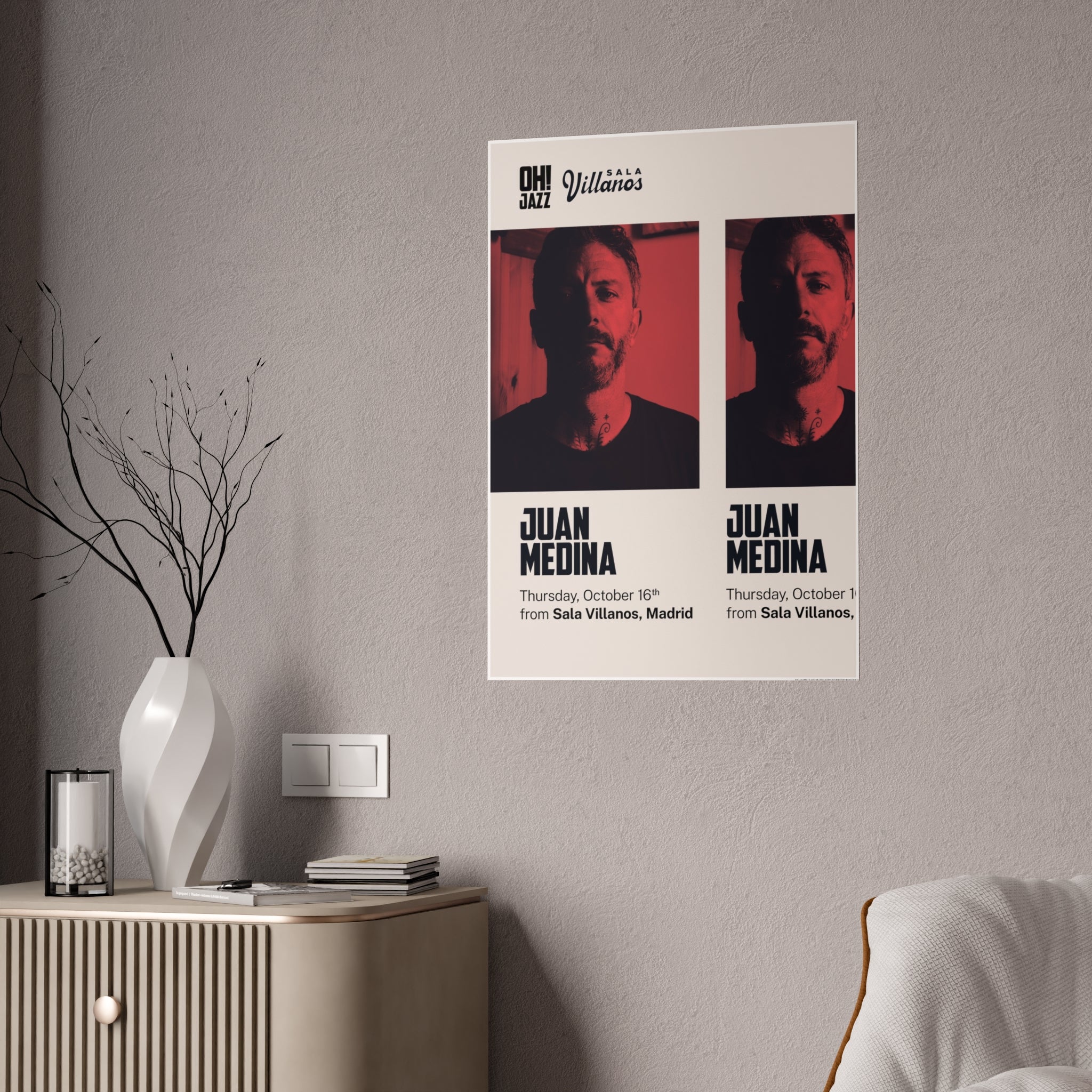 Juan Medina at Madrid's Sala Villanos Art Print, Music Wall Decor, Jazz Lover Gift, Home Office Decor