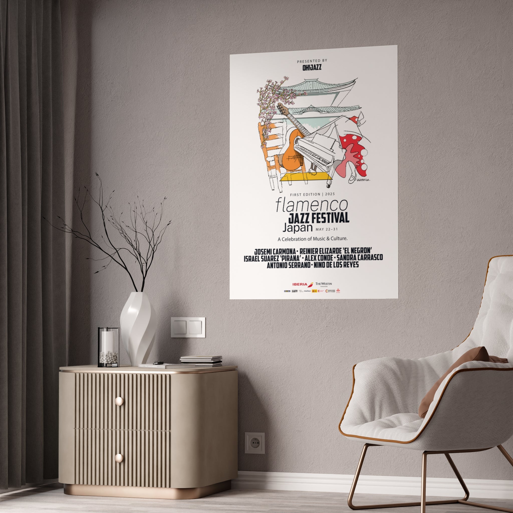 Flamenco Jazz Festival Art Print, Music Wall Decor, Jazz Lover Gift, Home Office Decor